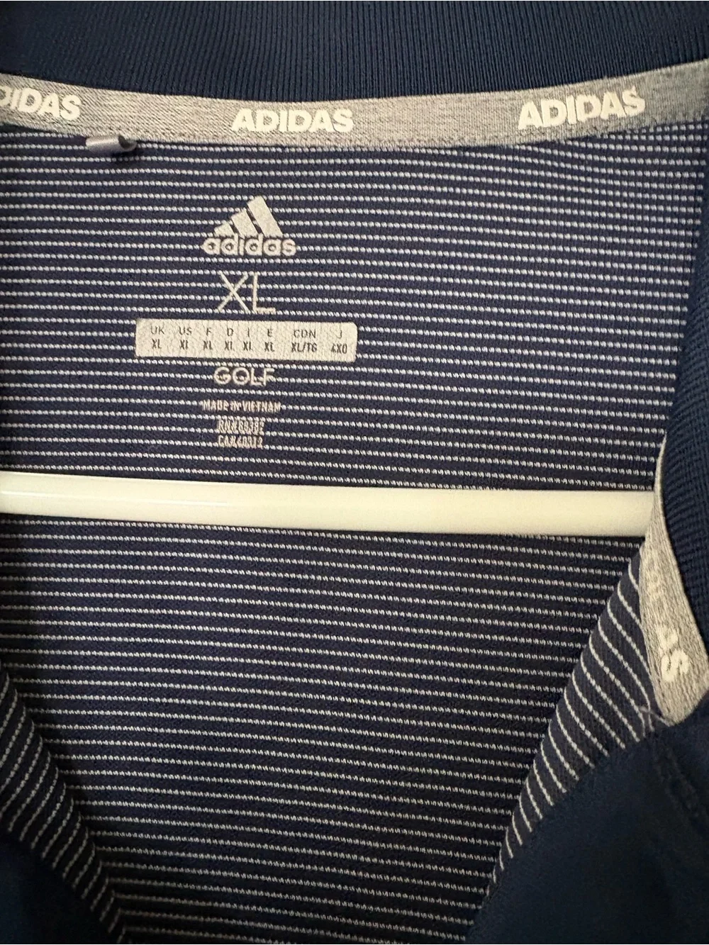 Adidas Men's Navy Micro-Striped Polo Golf Shirt